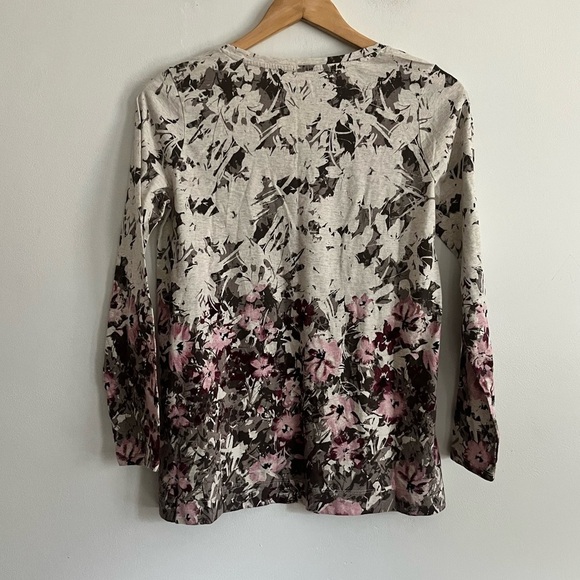 Pure Jill Cotton Floral Print Hi Low Scoop Neck Long Sleeve Top - Picture 2 of 6